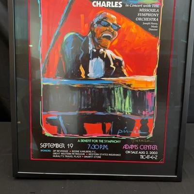 Ray Charles In Concert At The Adams Center Poster Signed By Artist Larry Pirnie