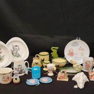 Vintage Children’s Nursery Ceramics & Figurines Lot | Plates, Mugs, Angels & More