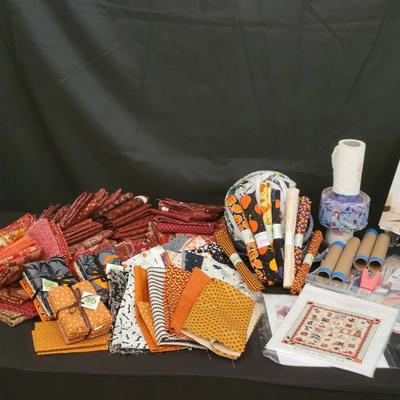 Quilter’s Fabric & Jelly Roll Rug Lot | Fat Quarters, Strips, Patterns & Tools