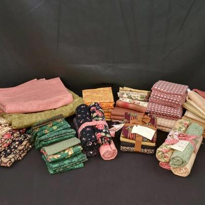 Vintage Quilt Fabric Lot | Marcus Brothers & Coordinating Prints | Greens, Reds & Neutrals