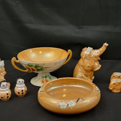 Vintage Japanese Ceramic Décor Lot | Elephant Pitcher, Bowls & Figurines