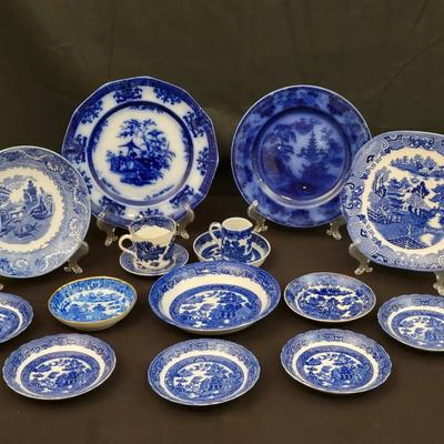 Blue & White Transferware & Flow Blue Ironstone | Davenport & Baker Co. | Multi-Piece Lot