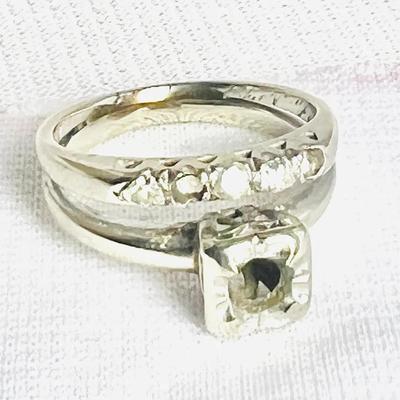 (2) Vintage 14K Gold Engagement and Wedding Ring
