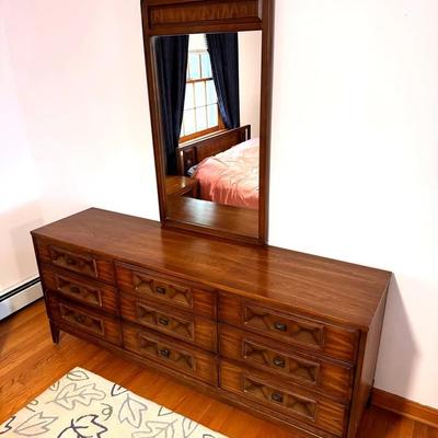 Nine Drawer Dresser With Mirror 