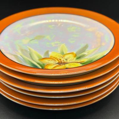 (6) Chikaramachi Handpainted Japanese 7.5” Salad Plates