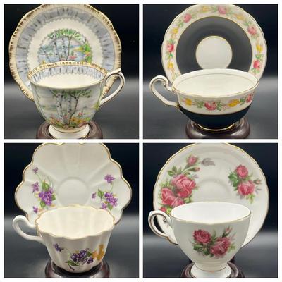 (4) Teacup & Saucer Sets ft. Victoria “Helene” & Royal Kent