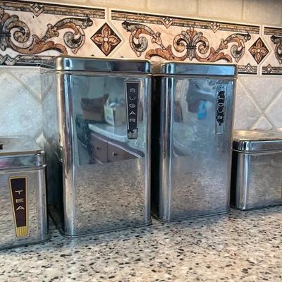 (5) Lincoln BeautyWare Metal Kitchen Containers