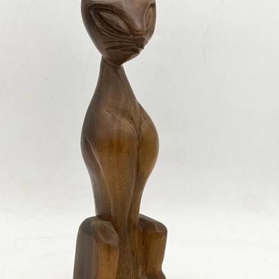 Lina Vizcarra Oandasan Style Wooden Siamese Cat Figurine