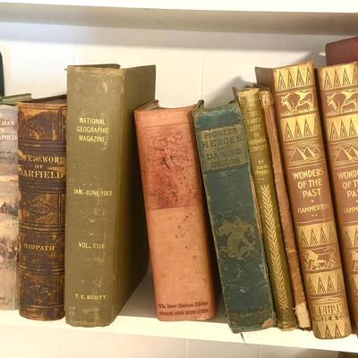 Mixed Collection of Antique and Early 20th-Century History & Literature Books 