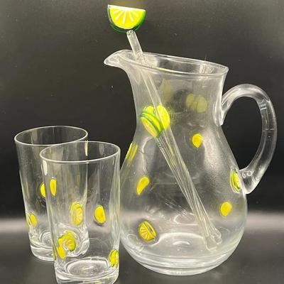 Blown Art Glass Lemonade Set