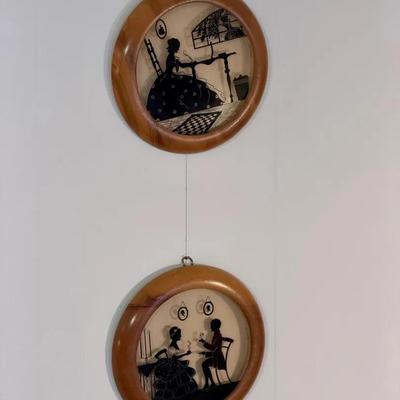 (2) Victorian Reverse Silhouettes