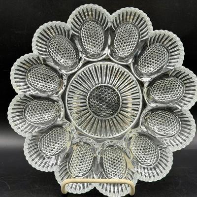 Clear Glass Hobnail Deviled Egg Holder