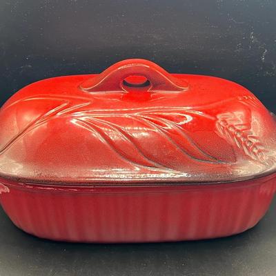 Red Italian De Silva Terre D'Umbria Red Glazed Terracotta Bread Baker Dutch Oven