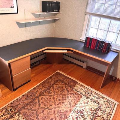 Curved Desk With Filing Cabinet