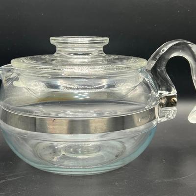 PYREX 6-Cup Teapot MCM — Glass & Stainless Steel