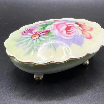Lefton Porcelain Three-Footed Jewelry Box or Trinket Box