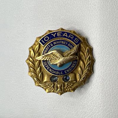 Vintage 14K Gold Pratt & Whitney 10-Year Service Award Pin
