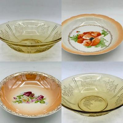 (4) Vintage Bowls-depression & vintage W. S. George Derwood