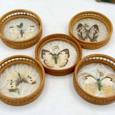 (5) Vintage Butterfly Coasters