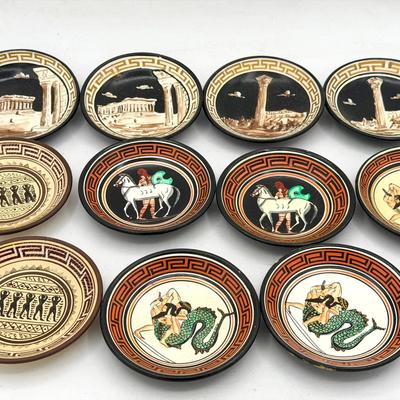 (11) Signed Painted Hanging Greek Plates