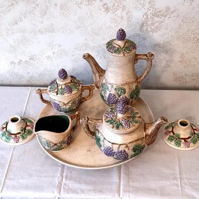 Hand Made Tea Set With Platter & Candle Stick Holders