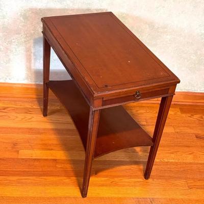 Two Tier Side Table With Writing Drawer