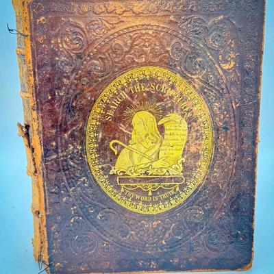 1867 Family Holy Bible – William W. Harding, Philadelphia – “Search the Scriptures” Gilt Cover