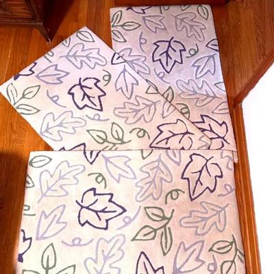 (3) Leaf Pattern Area Rugs
