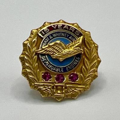 Vintage 10K Gold Pratt & Whitney 15-Year Service Award Pin