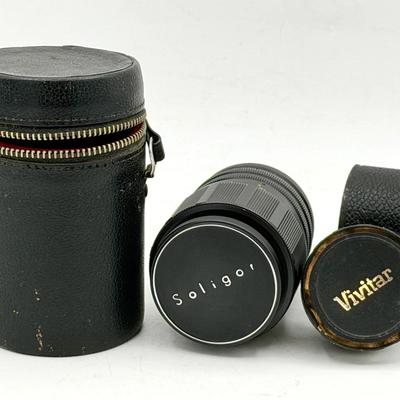 Vintage Camera Lens Lot – Soligor, Vivitar & Pentax Accessories with Cases