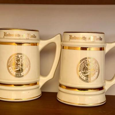 (2) Vintage W.C. Bunting Co. 4 7/8" Ceramic Tankard Mugs University of Florida