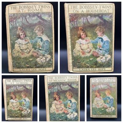 (5) Antique Bobbsey Twins Hardback Books Copyright 1913-1916