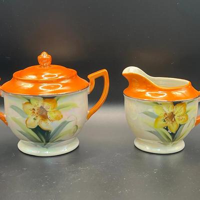 Chikaramachi Handpainted Japanese Sugar & Creamer