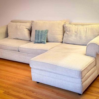 Modern Beige Sectional Sofa with Chaise – Rolled Arms – 111" Wide