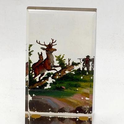 Painted Deer & Hunter Paperweight
