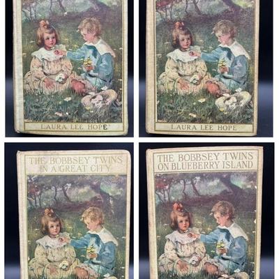 (4) Antique Bobbsey Twins Hardback Books Copyright 1917-1919