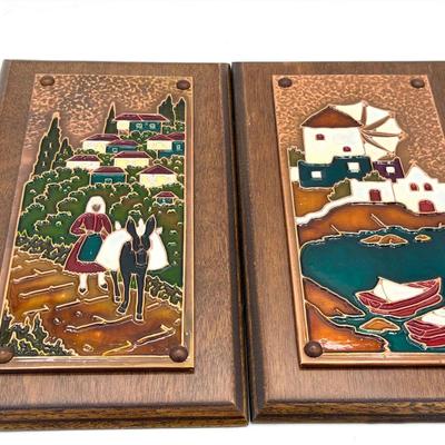(2) Wood & Copper Wall Plaques