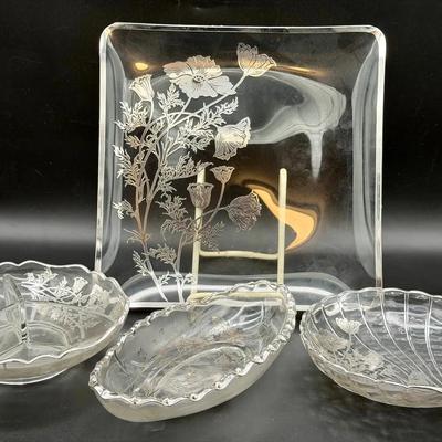 (4) Silver Overlay Dishes-some UV Reactive 