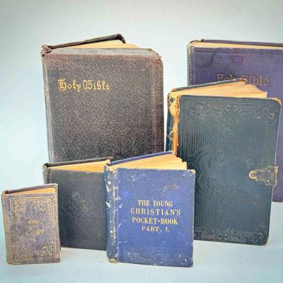 (6) Antique Miniature Religious Books – 19th Century Bibles & Devotionals