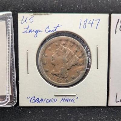 Three Large Cents, 2 1846 & 1 1847