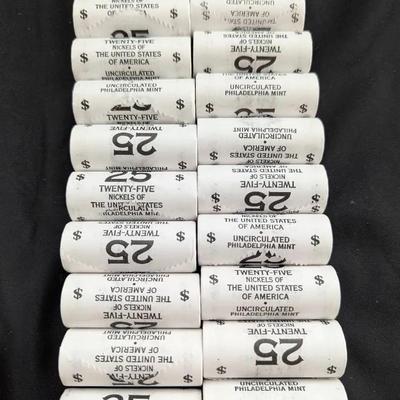 500 BU Rolled Uncirculated Nickels in Box