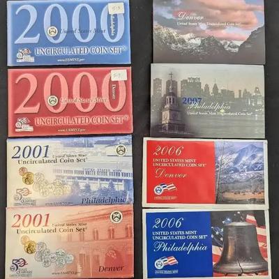 2000, 2001, 2006, 2007 Original Mint Issued Sets, P&D All Original