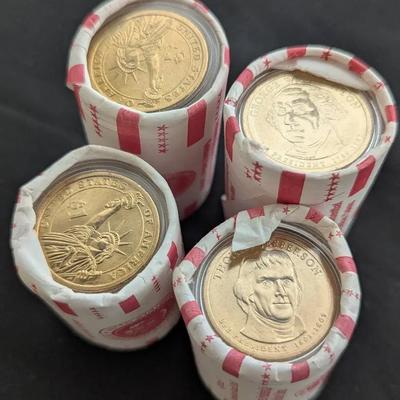 4 BU Rolls of Presidential Dollars, Uncirculated 