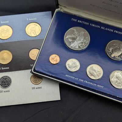 1977 British Virgin Islands Silver & Clad Proof Set & Estonian Uncirculated Set