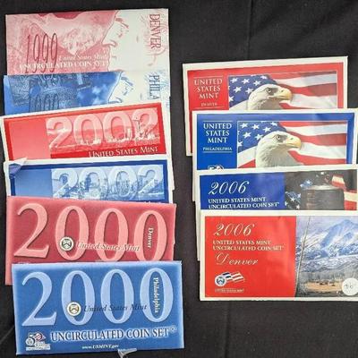 5 1999-2003 P&D US Mint Sets, All Original Packaging
