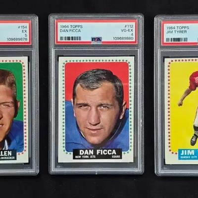 3 1964 Topps PSA Graded Football Cards