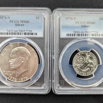1976-S Silver $1 Ike & Washington Quarter PCGS MS-66