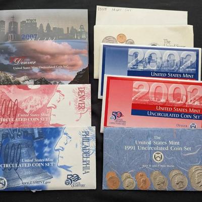 6 1991-2007 Mint P&D Sets, All Original US Mint Sets 