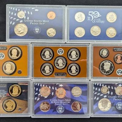 1999, 2008, 2014 US Mint Proof Sets, All Original 