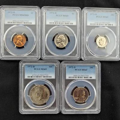 1972-D Mint Set 1 Cent - 50 Cents, All PCGS MS-66 